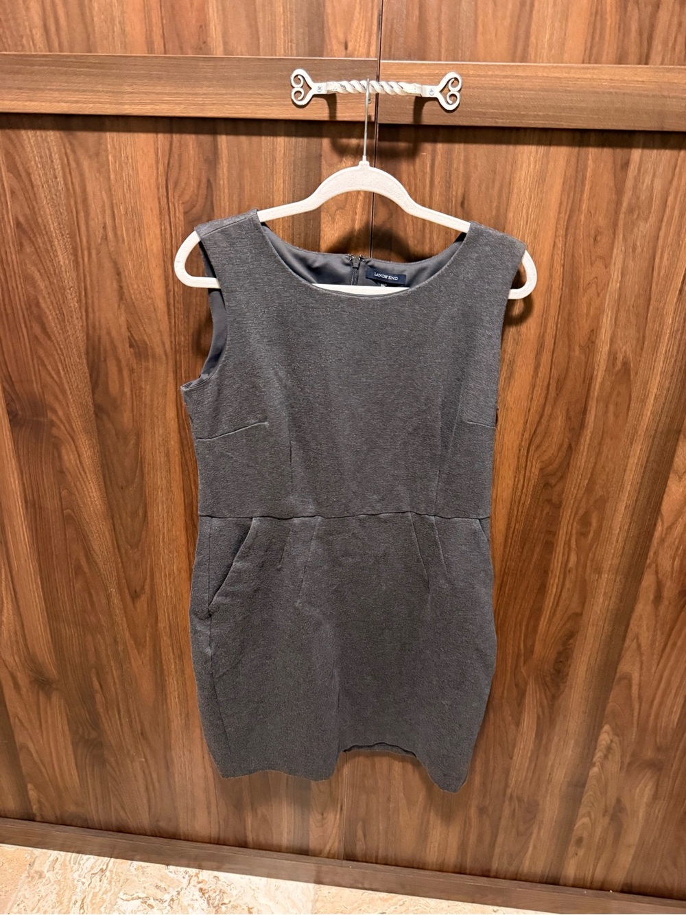 Lands' End Sleeveless Gray Shift Dress, Size 16P